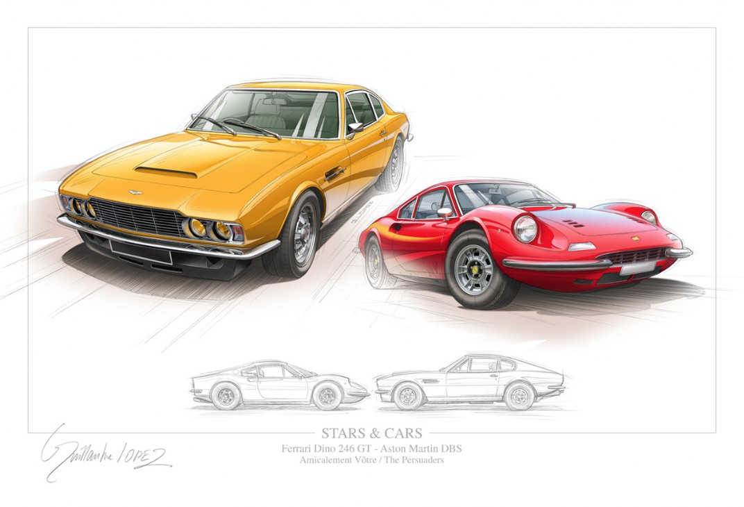 "Aston Martin DBS" und "Ferrari Dino 246 GT"